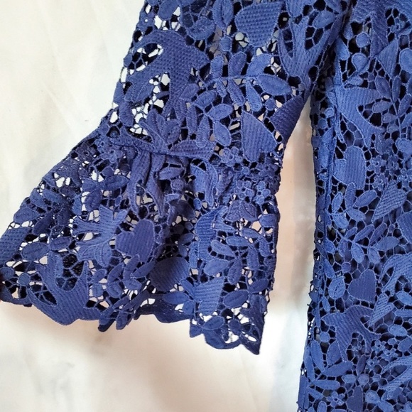 Boden Navy Blue Lace Bell Sleeve Shift Dress - Picture 6 of 6